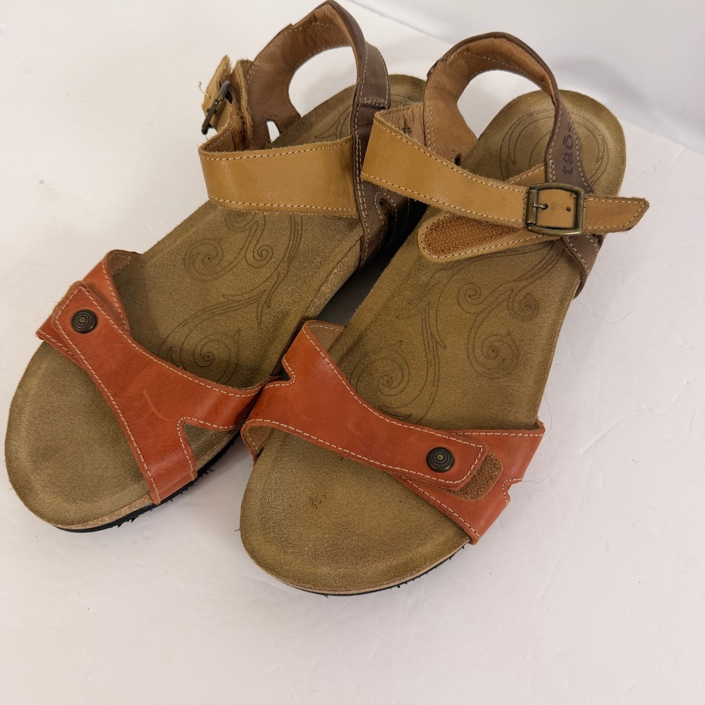 Taos Women's Leather Sandals 8-8.5 EU39 Orange Tan Adjustable Comfort